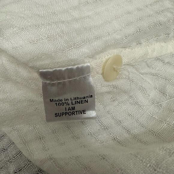 FLAX 100% Linen Draping Caper Lily Tattersall Jacket Top in White - Picture 7 of 10